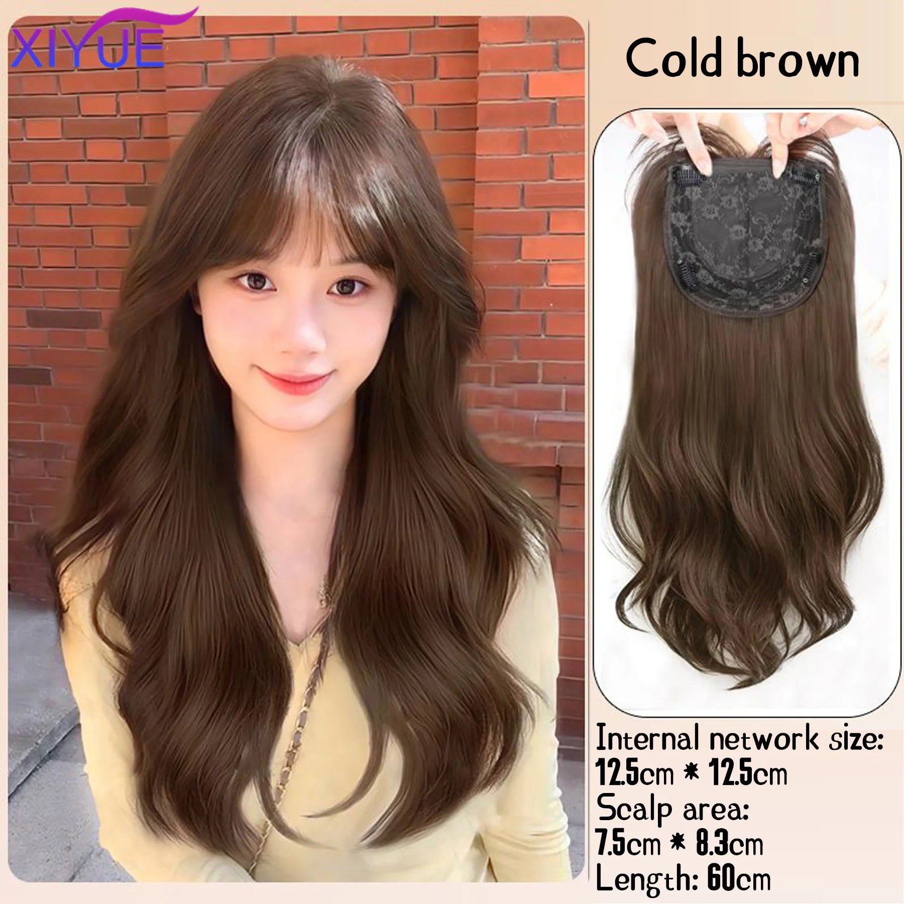 Synthetic Long Straight Layered Wigs Hair Clip in Hair Extensions and Accessories Natural Fluffy Head Top Fake Hair Piece with Bang Clip for Women Wig Daily Use