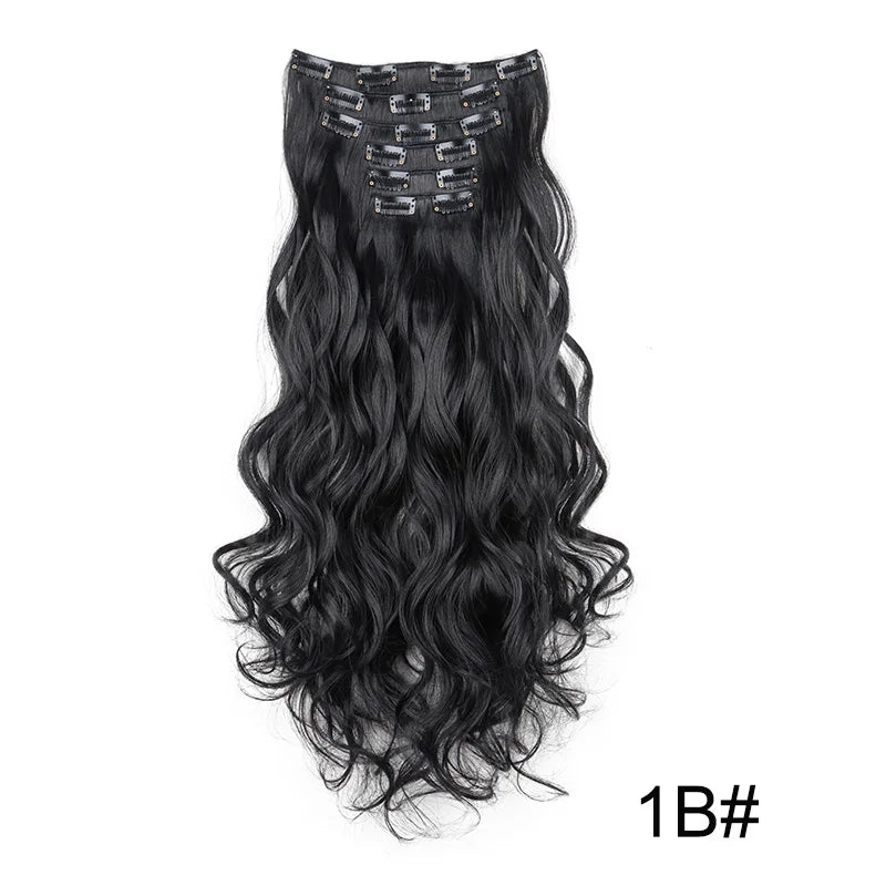 WIGSIN 24Inch Synthetic  Long Wavy Curly Clip-In Hair Extensions Hairpieces Daily Hair Accessories and Extension Women