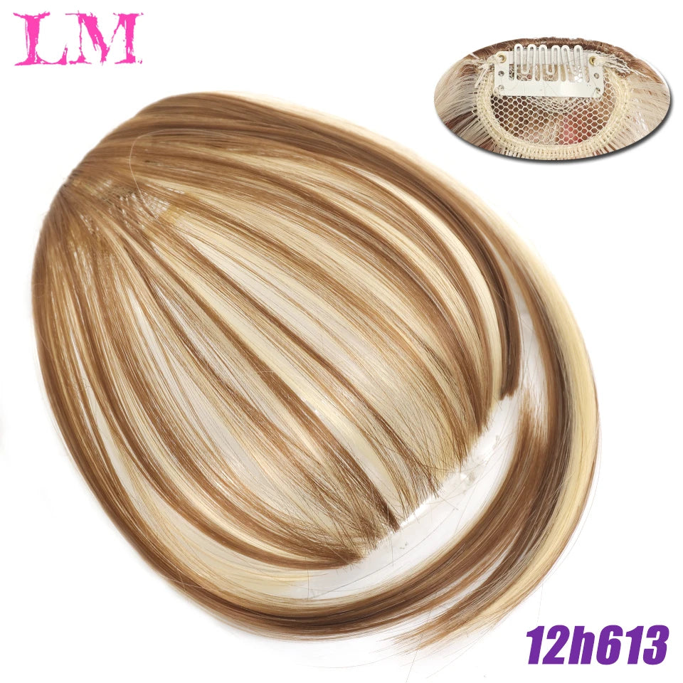 LM Curly Straight Hair Wigs Bangs Clip Natural Hair Style Black Dark Brown Light Brown Synthetic Heat-Resistant Fiber Suitable For Women Wig