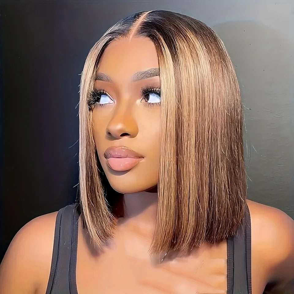 Short bob wig, medium-parted styling, heat-resistant synthetic fiber, women's daily Hair Wigs Extension and Accessories