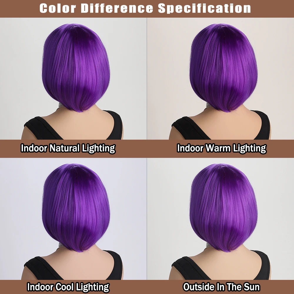 Heat Resistant Short Bob Wig with Bangs for Women Hair Wigs Perfect for Halloween Birthday Costume Party Or Daily Use, Hair Style