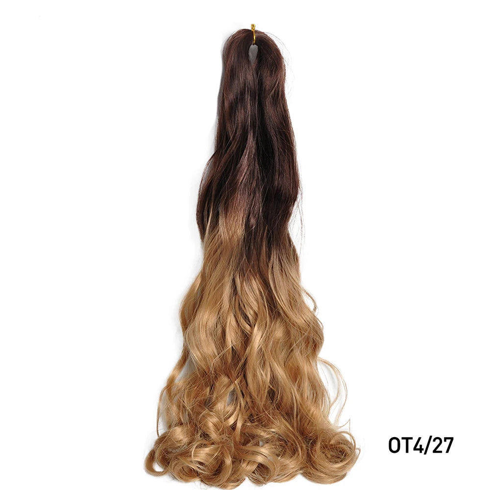 French Curly Braiding Hair Wigs Pre Stretched Bouncy Braiding Wig Hair Easy Braid Curl Braids, Lightweight Synthetic Wavy Hair Accessories and Extensions for Women