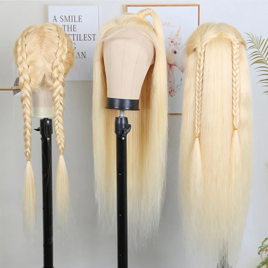 13x4 13x6 360 HD Transparent 613 Honey Blonde Color Lace Front Human Hair Wigs for Women Raw Brazilian Straight Lace Frontal Wig