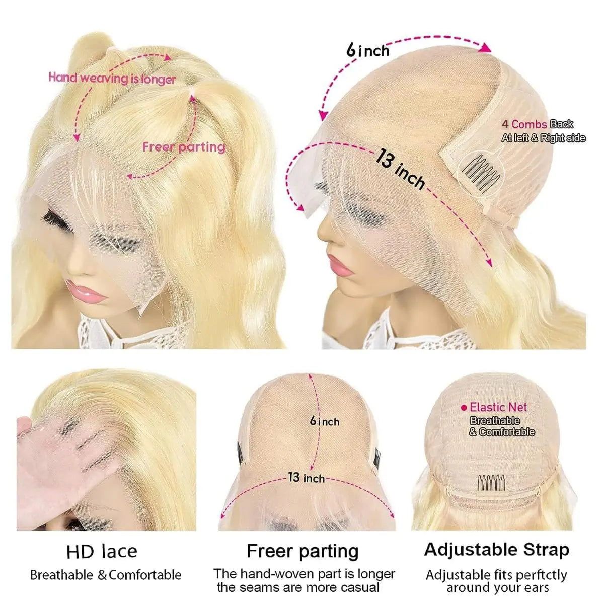 613 Blonde Deep Wave Hair Wigs 13x4 13x6 HD Transparent Lace Front Wig 100% Human Hair HD Lace Closure Wig For Women Nature Black Hair Style