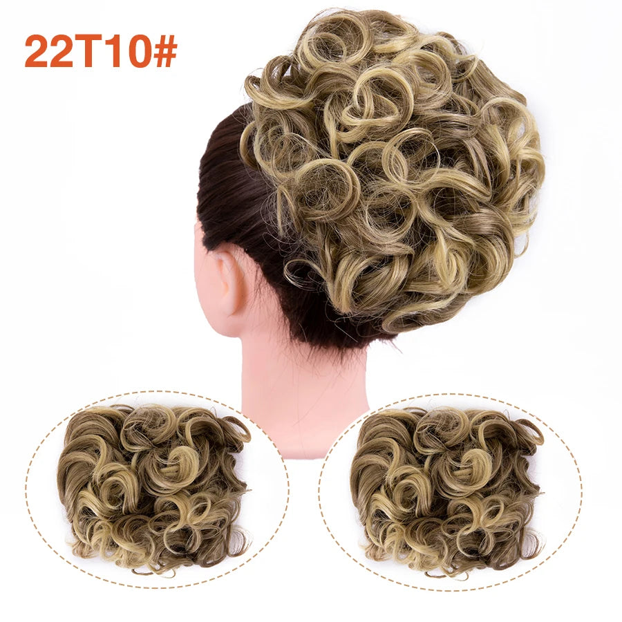 Leeons Syntheic Chignon Hair Wigs piece Curly Bun Hair Extensions and Accessories Scrunchie Updo Hair Pieces Combs In Messy Bun Hair Piece For Women Wig