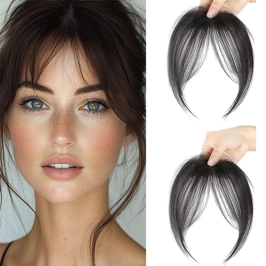 Eight Character French Bangs Wig Piece Female Synthetic BB Clip Fluffy Top Reissue Eight Character Bangs Thin Invisible Hairpins for Women Hair Wigs