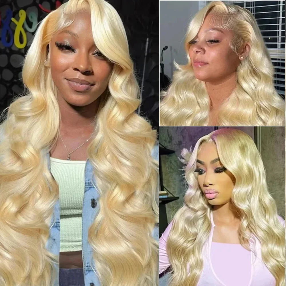 250% Lace Frontal Wig 613 Blonde 13x4 13x6 Body Wave Lace Front Hair Wigs Pre-plucked Brazilian Lace Front Human Wings Hair 28 32 38 Inch