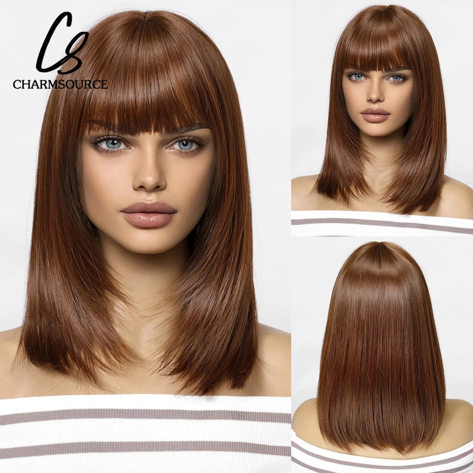 CharmSource Blonde Long Hair Natural Straight Wig Synthetic Wigs  for Women Daily Party High Density