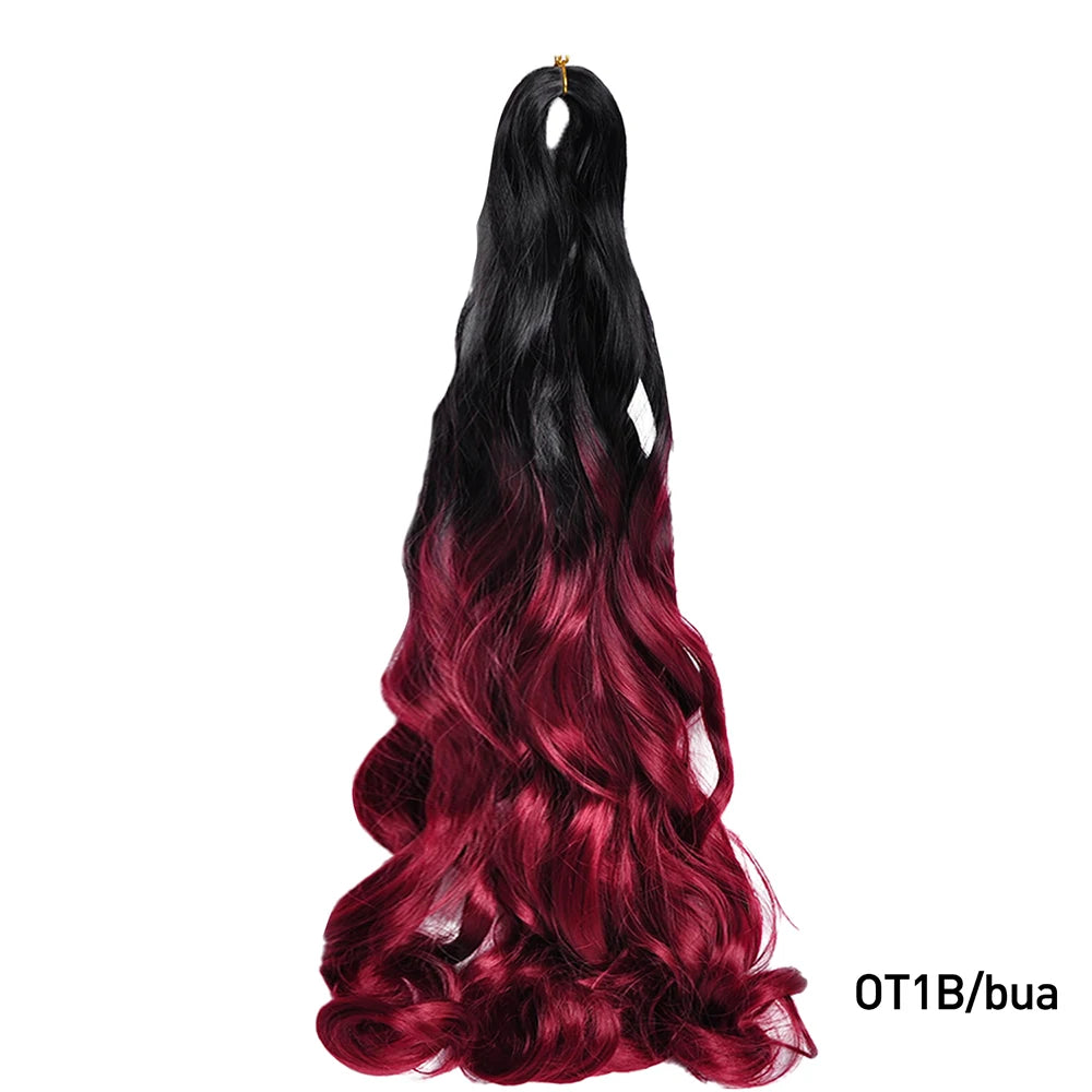 French Curly Braiding Hair Wigs Pre Stretched Bouncy Braiding Wig Hair Easy Braid Curl Braids, Lightweight Synthetic Wavy Hair Accessories and Extensions for Women
