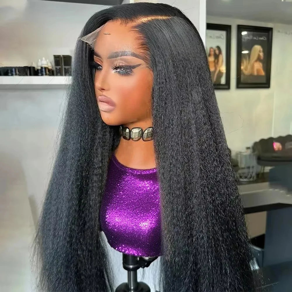 Pre Cut No Glue Glueless Wig Wear to Go Kinky Straight 13x6 360 HD Lace Frontal Wigs Yaki Straight 100% Human Wigs Hair