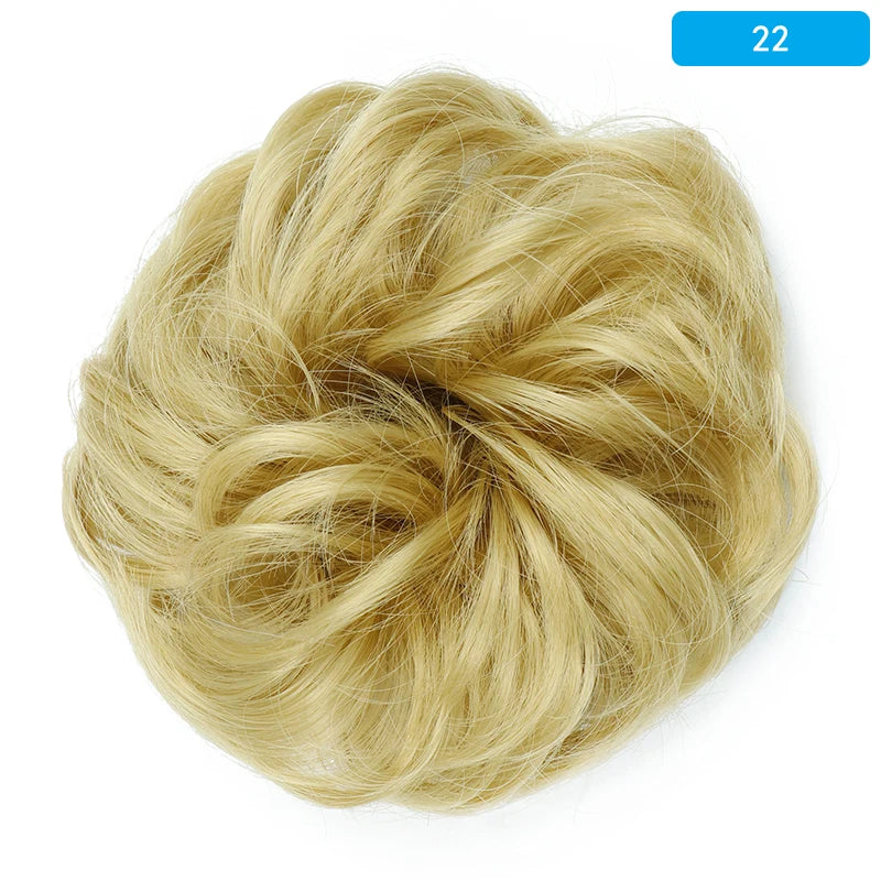 AZQUEEN Messy Bun Hair Extension Synthetic Elastic Band Curly Wave Chignon Scrunchies Donut Updo Hairpiece For Women