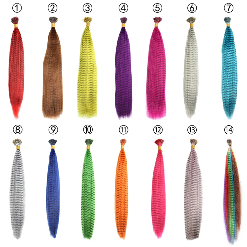 Wigs Synthetic Feather Hair Extensions and Accessories 16 Inches 50strands/pack Colored Hair Extensions Colorful Hair Feathers Extensions For Women