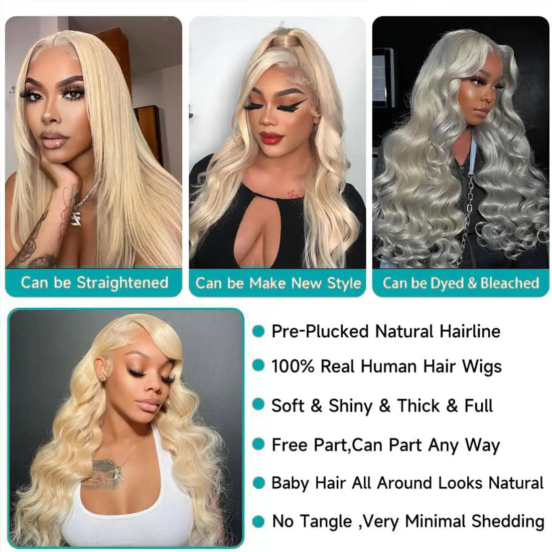 613 13x6 Lace Front Wig Human Hair Body Wave Blonde Lace Frontal Wigs for Women 200 Density Natural Hairline With Baby Hair