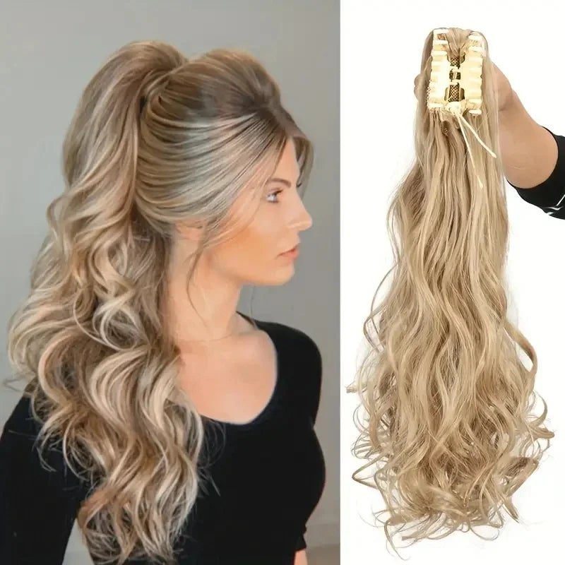 Wig female curly Hair Wigs big wavy ponytail with grab clip, Hair Accessories and Extension