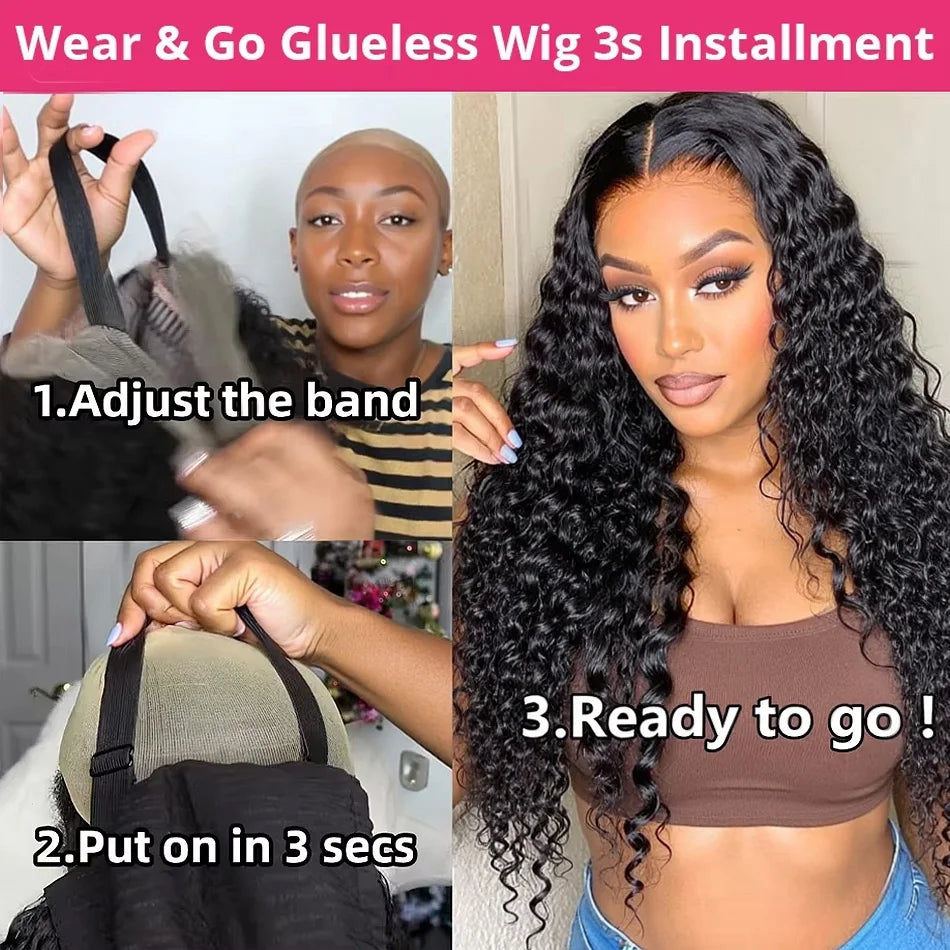 250% Wigs Density 5x5 Glueless HD Lace Closure Burmese  Curly Deep Wave Wig for Women Ready To Wear Pre Cut No Glue Human Hair Style Wigs