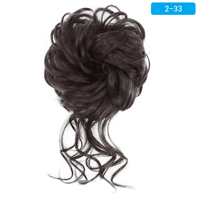 AZQUEEN Messy Bun Hair Extension Synthetic Elastic Band Curly Wave Chignon Scrunchies Donut Updo Hairpiece For Women