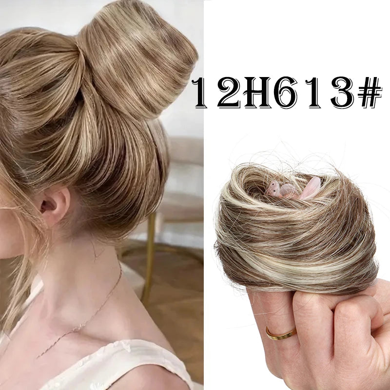 WIGSIN Synthetic Messy Dount Hair Wigs Buns Updo Chignon With Elastic Hair Extension and Accessories for Women Daily Lazy Wigs Hair Accessories