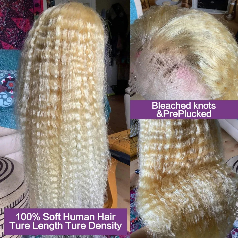 613 Hd Lace Frontal Wig 13X6 Blonde Curly Water Deep Wave Frontal Hair Style Wigs 13X4 Hd Lace Front Pre Plucked Human Hair Wigs 30 38 Inch