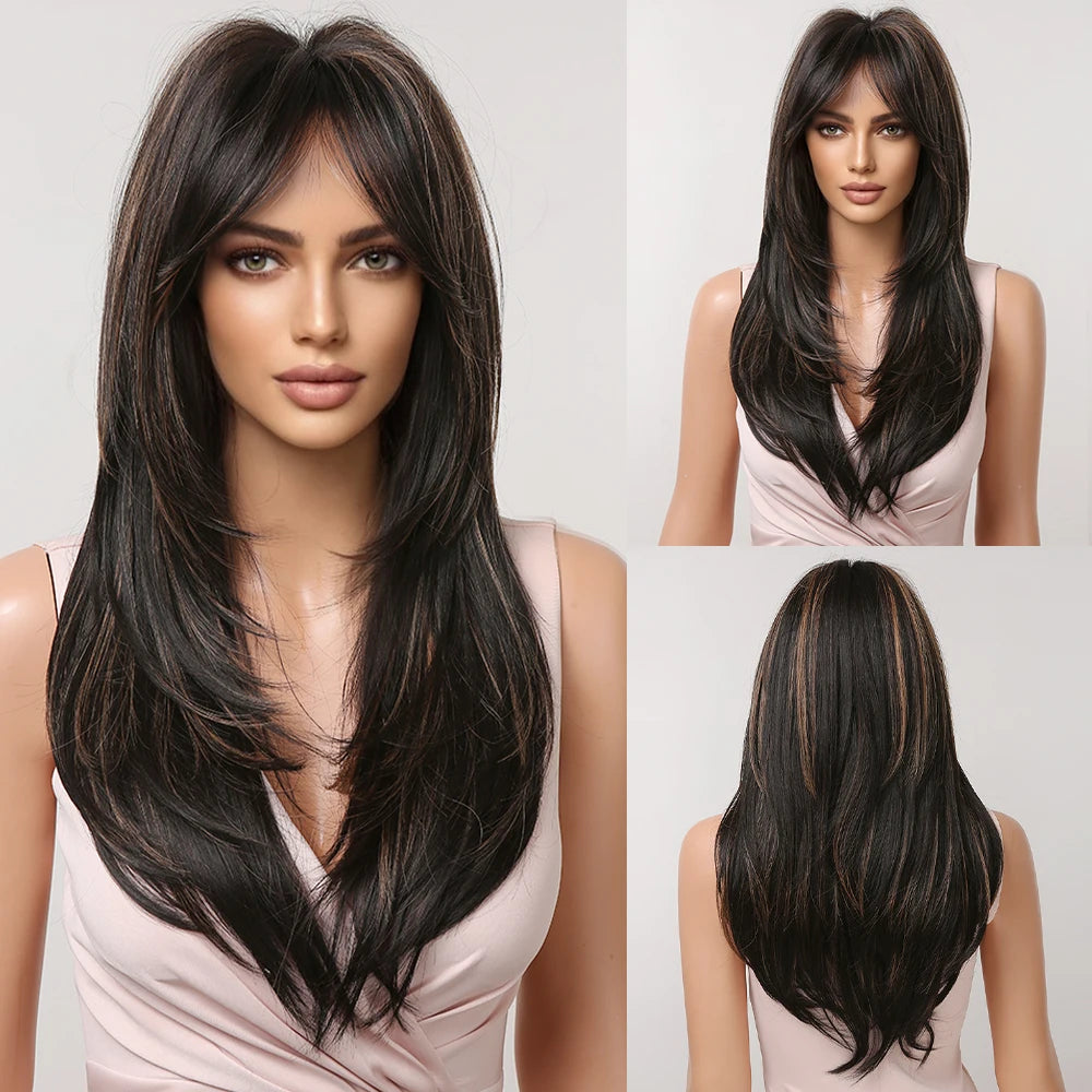 CharmSource Blonde Long Hair Natural Straight Wig Synthetic Wigs  for Women Daily Party High Density