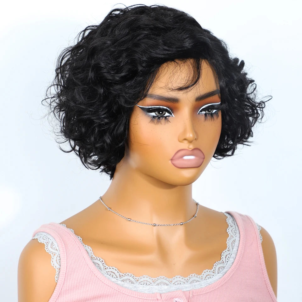 Sleek Bodywave Human Hair Wigs For Women Short Pixie Cut Lace Wig 100% Real Brazilian Body Wave Lace Wigs With Baby Hair Style