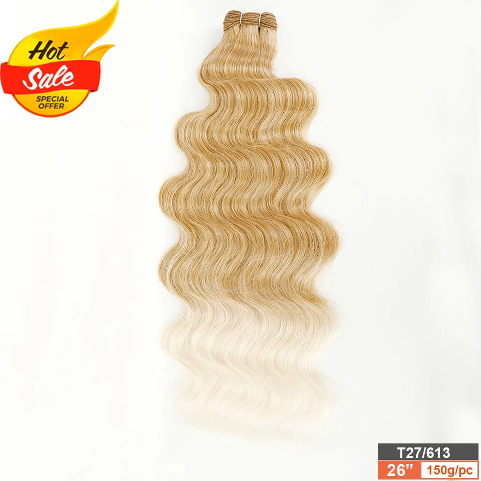 30Inches 200Grams Wig Magicae Rainbow Brown Brazilian Body Wave Bundles Colored Blond 27/613 Natural High Temperature Synthetic Hair Style Wigs