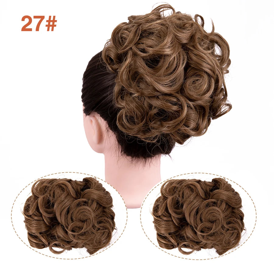 Leeons Syntheic Chignon Hair Wigs piece Curly Bun Hair Extensions and Accessories Scrunchie Updo Hair Pieces Combs In Messy Bun Hair Piece For Women Wig