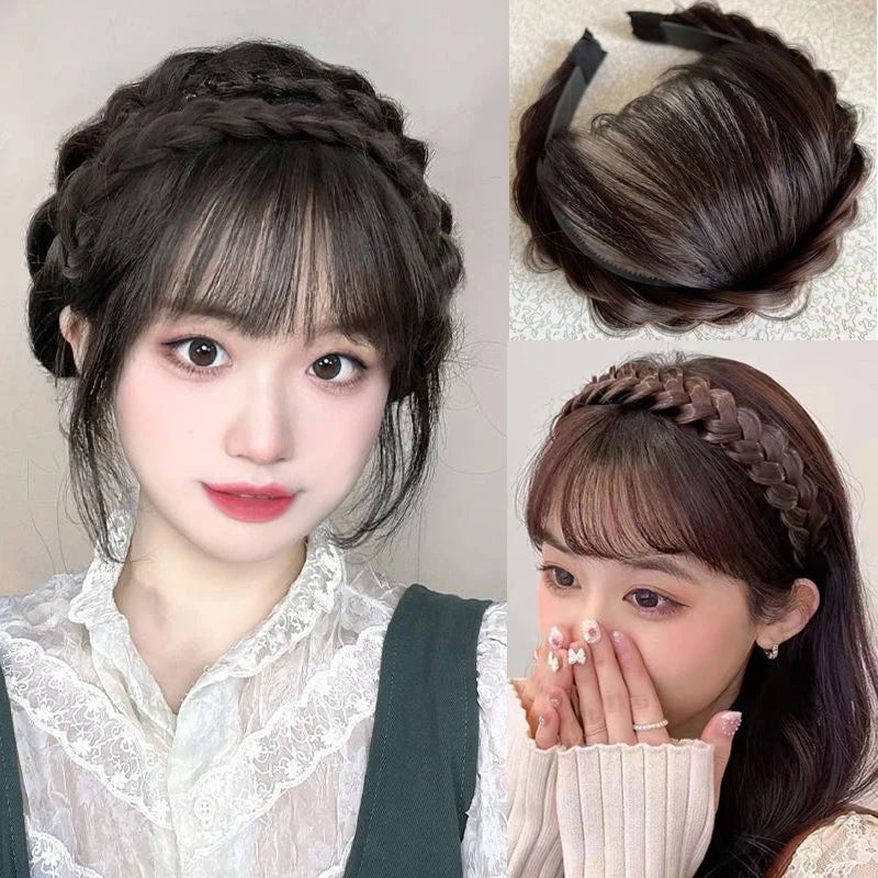Wig Bangs Headband Synthetic Bangs Hair Extension and Accessories Fake Fringe Natural Hair Clip on Hairpieces for Women Invisible Natural Hair Wigs Clip
