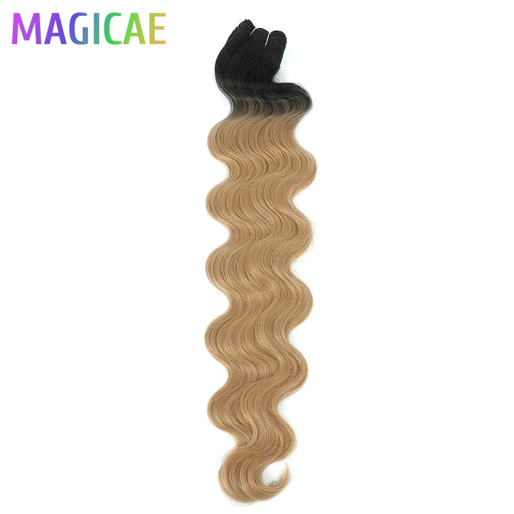 30Inches 200Grams Wig Magicae Rainbow Brown Brazilian Body Wave Bundles Colored Blond 27/613 Natural High Temperature Synthetic Hair Style Wigs