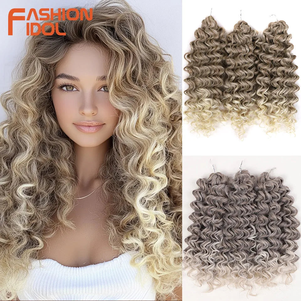 FASHION IDOL 300g 3pcs Wig Passion Twist Braiding Hair Wigs Synthetic 12 Inch Crochet Hair Ombre Blonde Afro Kinky Curly Hair Extensions and Accessories