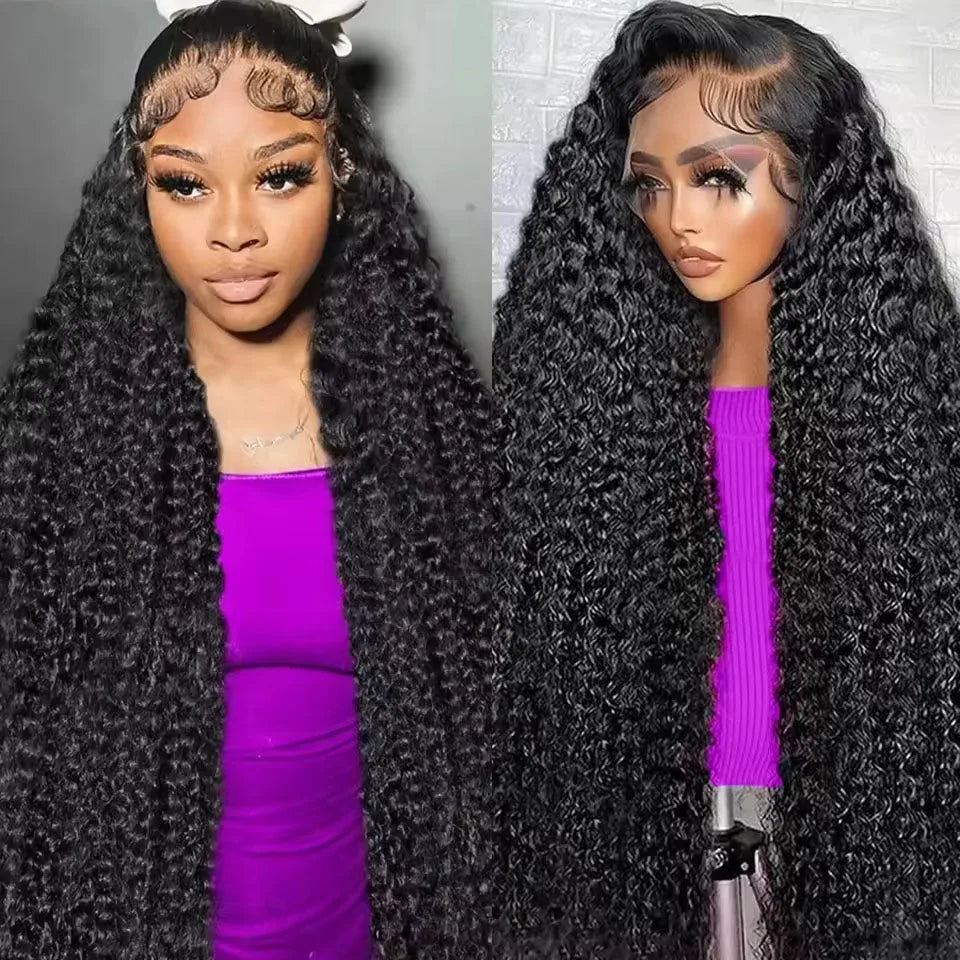 Nexora Curly Wigs 1b Black Wig Water Wave 360 human hair full lace wig Deep Wave Inviscid Strap Glueless Lace Wigs Bleached Knotted