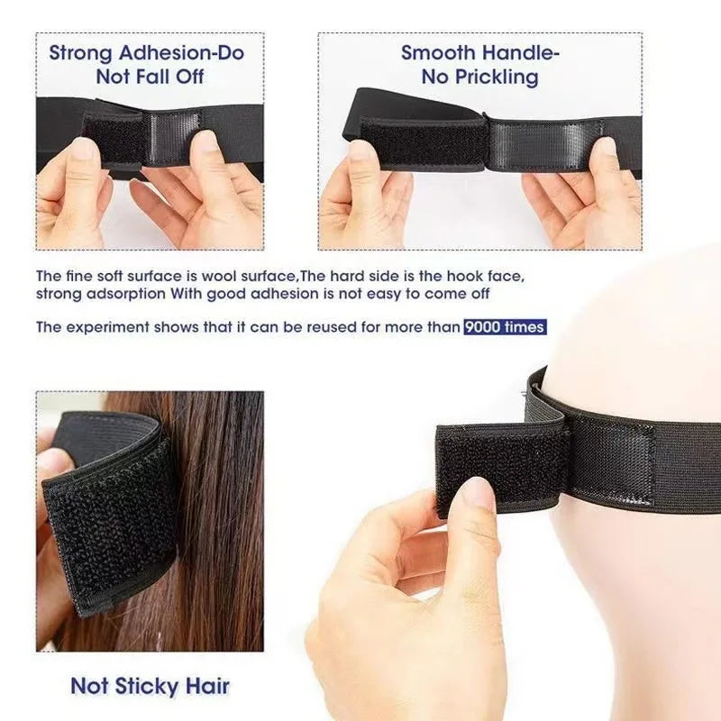 Wig Human Hair Wigs, 5 Piece Wig Band Lace Melting Band Adjustable Wig Elastic Bands Wigs in Place