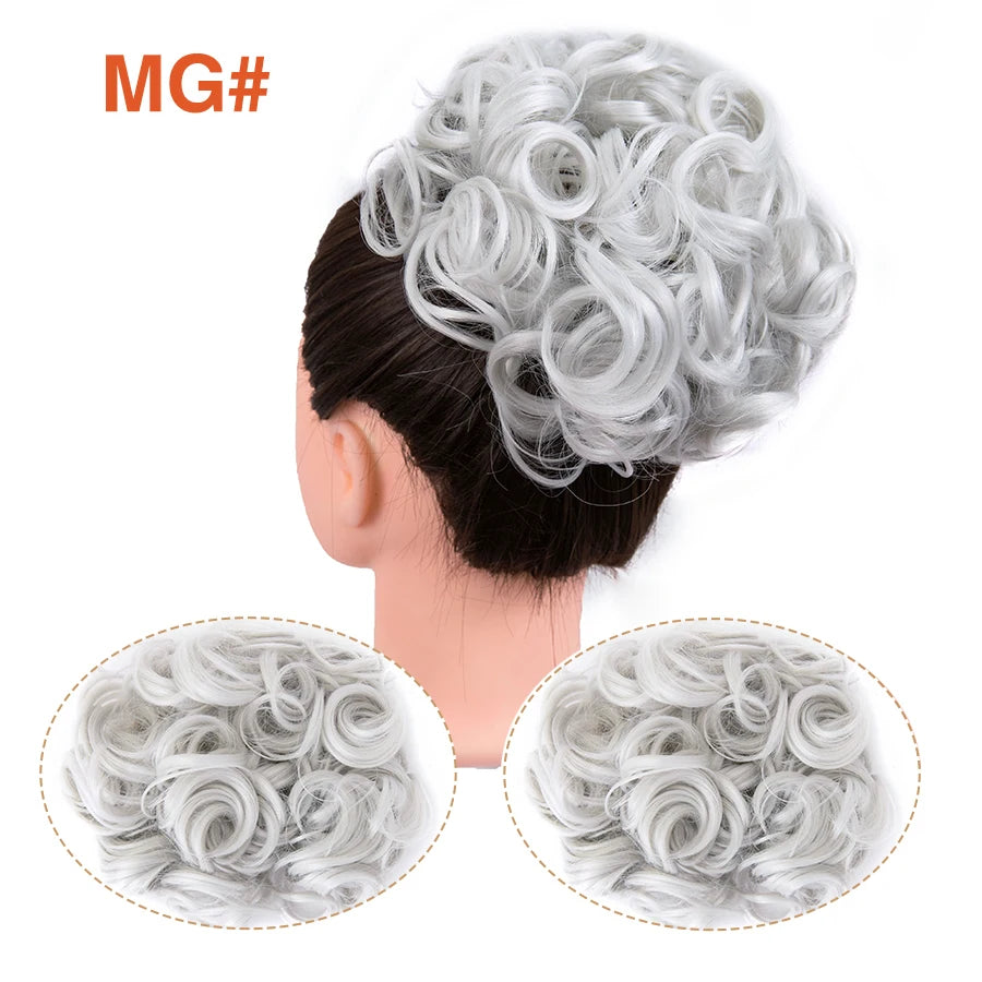 Leeons Syntheic Chignon Hair Wigs piece Curly Bun Hair Extensions and Accessories Scrunchie Updo Hair Pieces Combs In Messy Bun Hair Piece For Women Wig