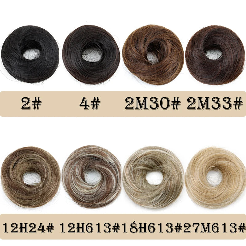 WIGSIN Synthetic Messy Dount Hair Wigs Buns Updo Chignon With Elastic Hair Extension and Accessories for Women Daily Lazy Wigs Hair Accessories