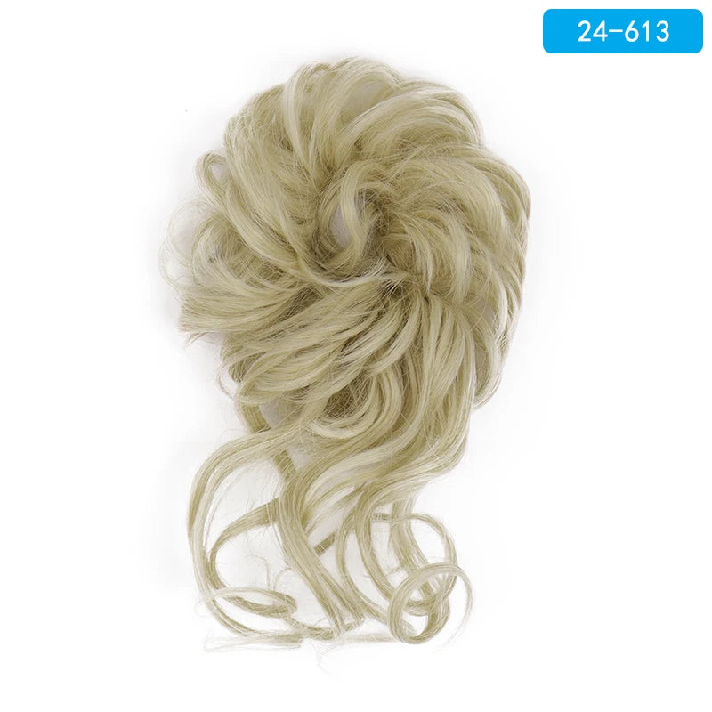 AZQUEEN Messy Bun Hair Extension Synthetic Elastic Band Curly Wave Chignon Scrunchies Donut Updo Hairpiece For Women