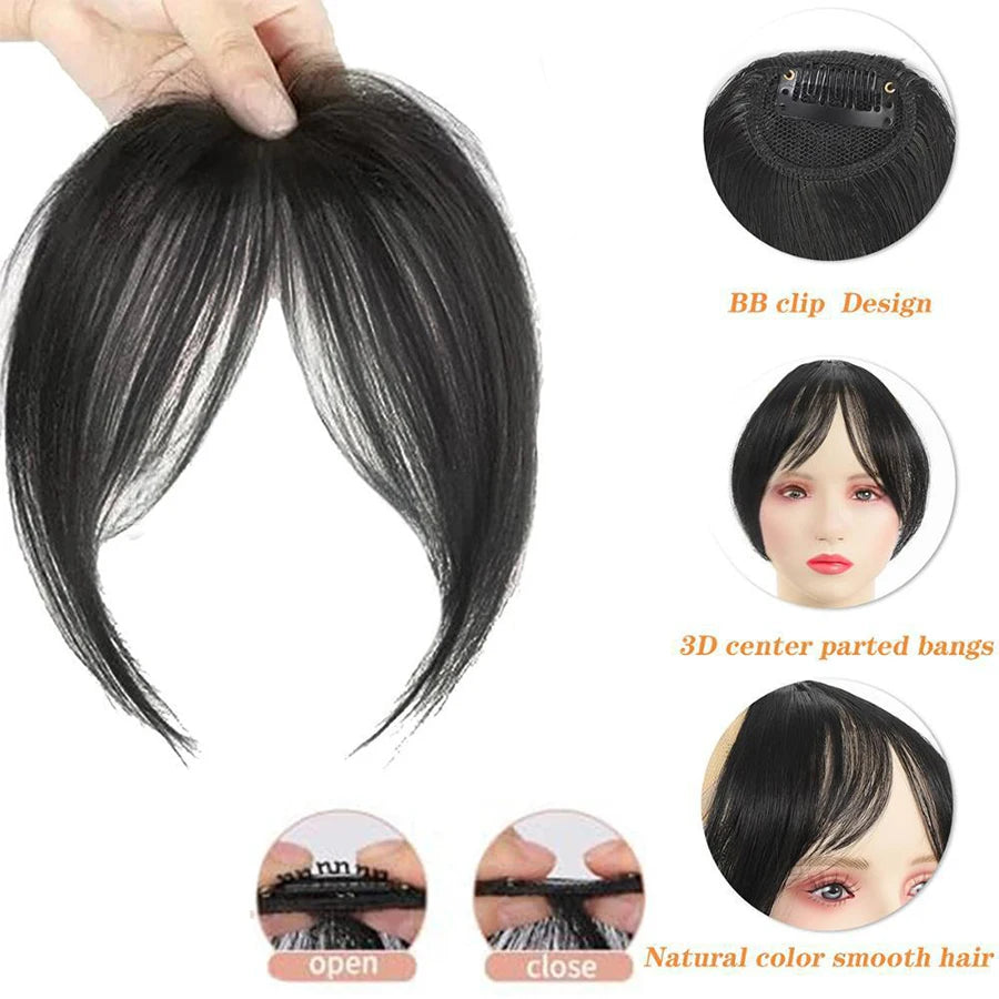 Eight Character French Bangs Wig Piece Female Synthetic BB Clip Fluffy Top Reissue Eight Character Bangs Thin Invisible Hairpins for Women Hair Wigs