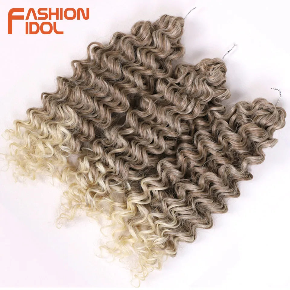 FASHION IDOL 300g 3pcs Wig Passion Twist Braiding Hair Wigs Synthetic 12 Inch Crochet Hair Ombre Blonde Afro Kinky Curly Hair Extensions and Accessories