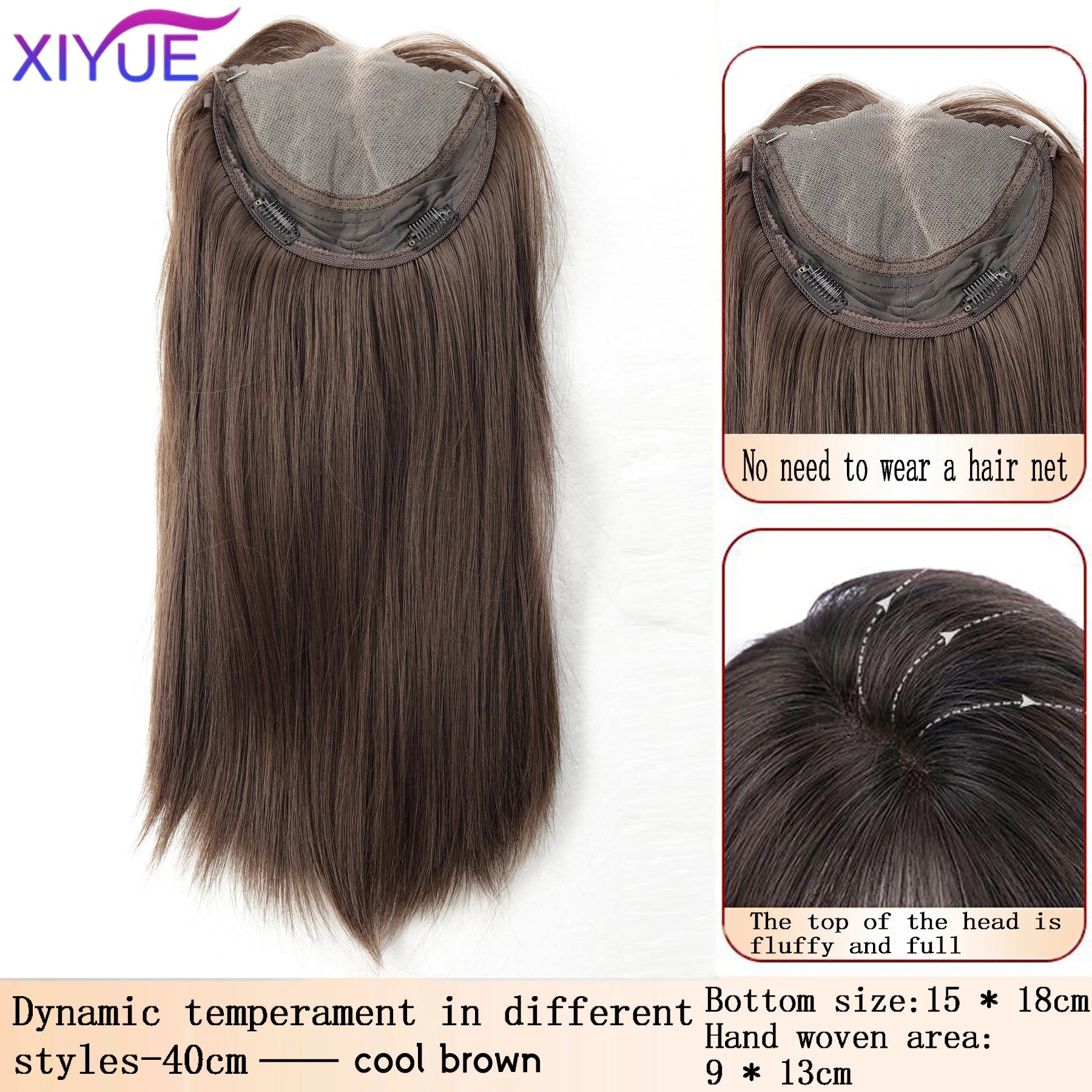 Synthetic Long Straight Layered Wigs Hair Clip in Hair Extensions and Accessories Natural Fluffy Head Top Fake Hair Piece with Bang Clip for Women Wig Daily Use