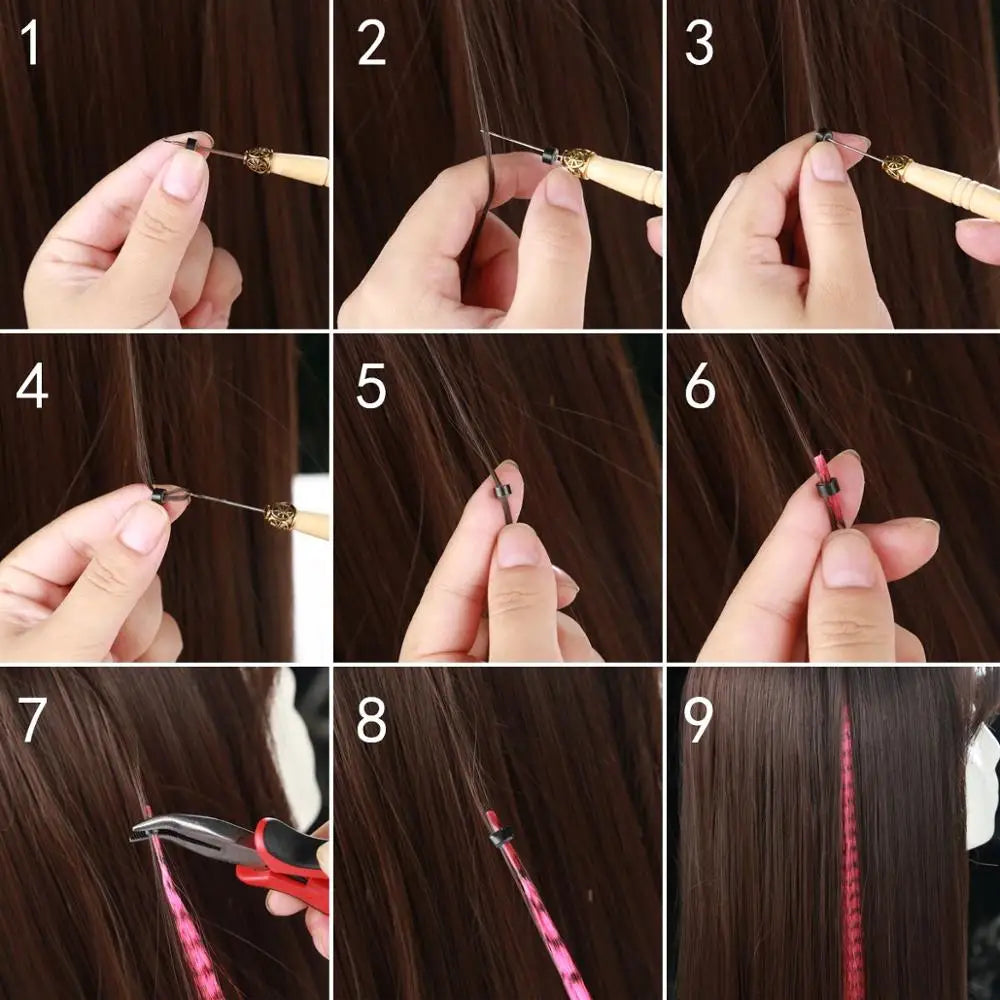Wigs Synthetic Feather Hair Extensions and Accessories 16 Inches 50strands/pack Colored Hair Extensions Colorful Hair Feathers Extensions For Women