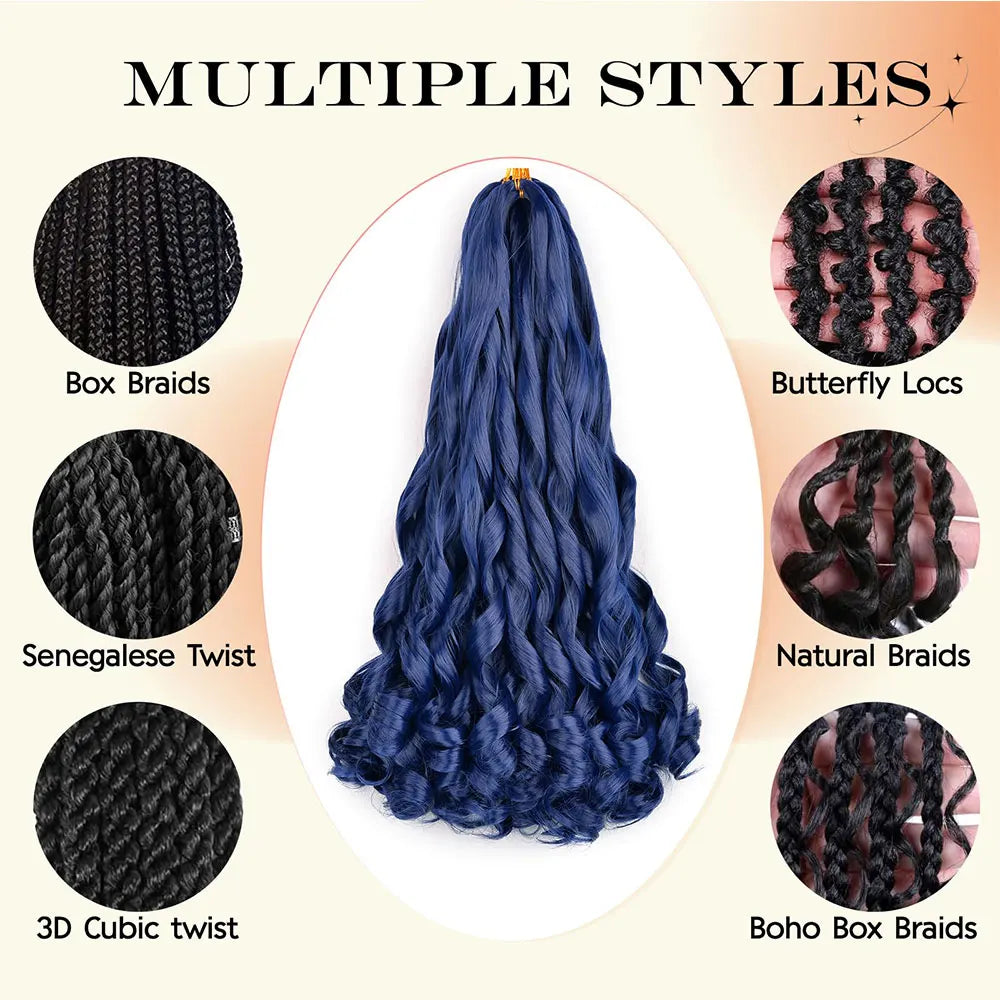 French Curly Braiding Hair Wigs 22Inch Synthetic Curly Braiding Wig Hair Pre Stretched Loose Wavy Curl Braiding Hair Accessories and Extensions For Women