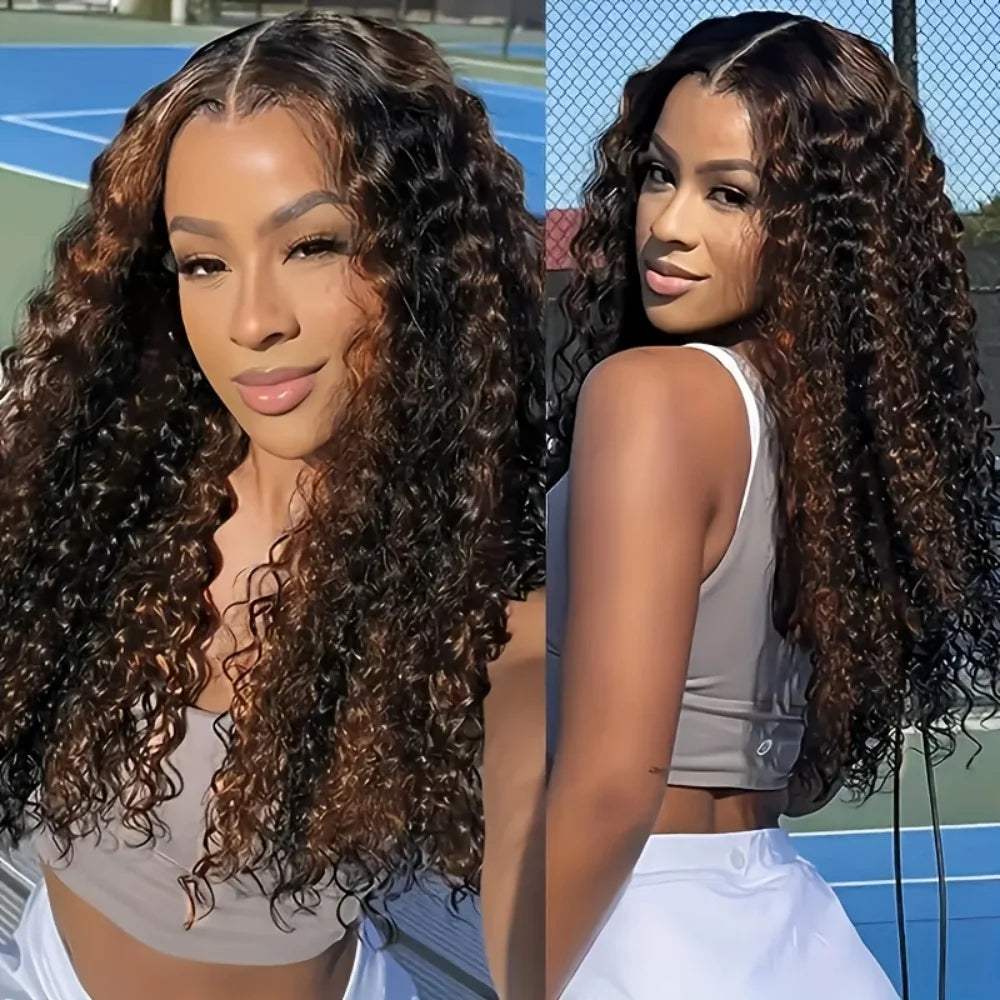 Highlight Deep Wave 4/27 Lace Front Wig Human Hair Wigs 13x6 13x4 HD Lace Frontal Wig 1B/30 Colored Ombre Honey Blonde Human Hair Style Wigs