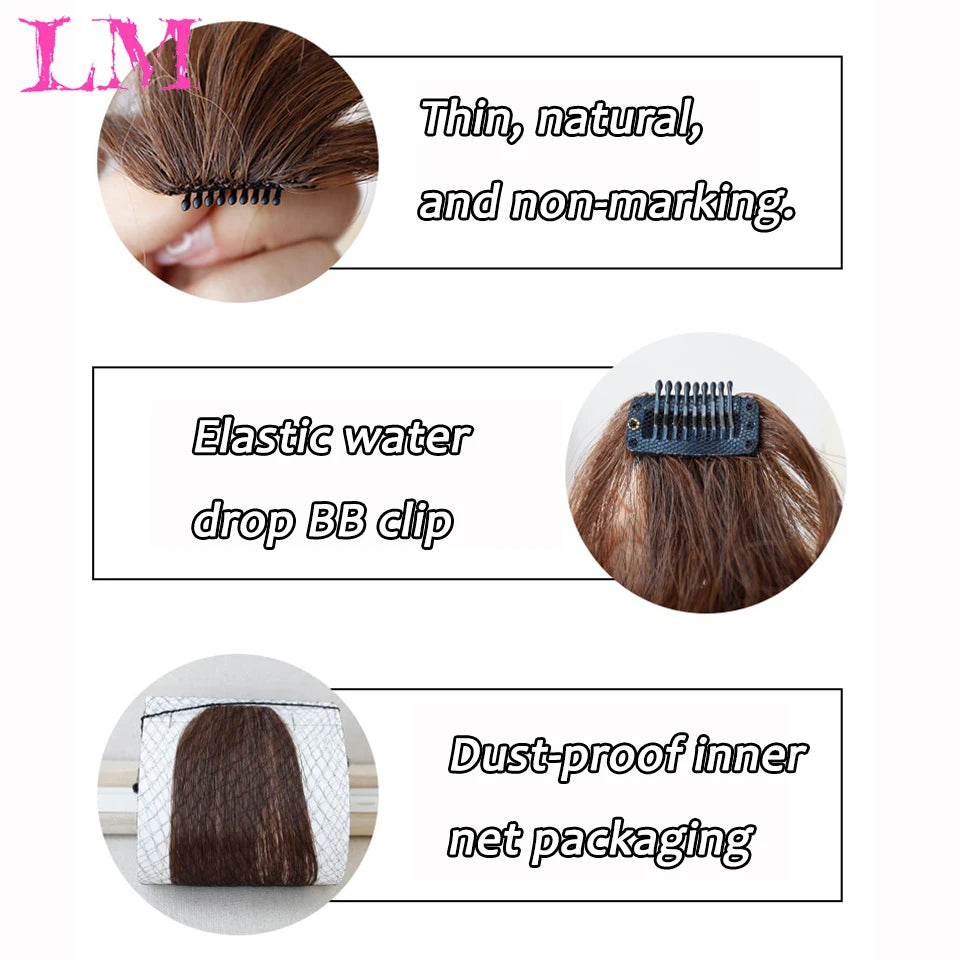 LM Curly Straight Hair Wigs Bangs Clip Natural Hair Style Black Dark Brown Light Brown Synthetic Heat-Resistant Fiber Suitable For Women Wig