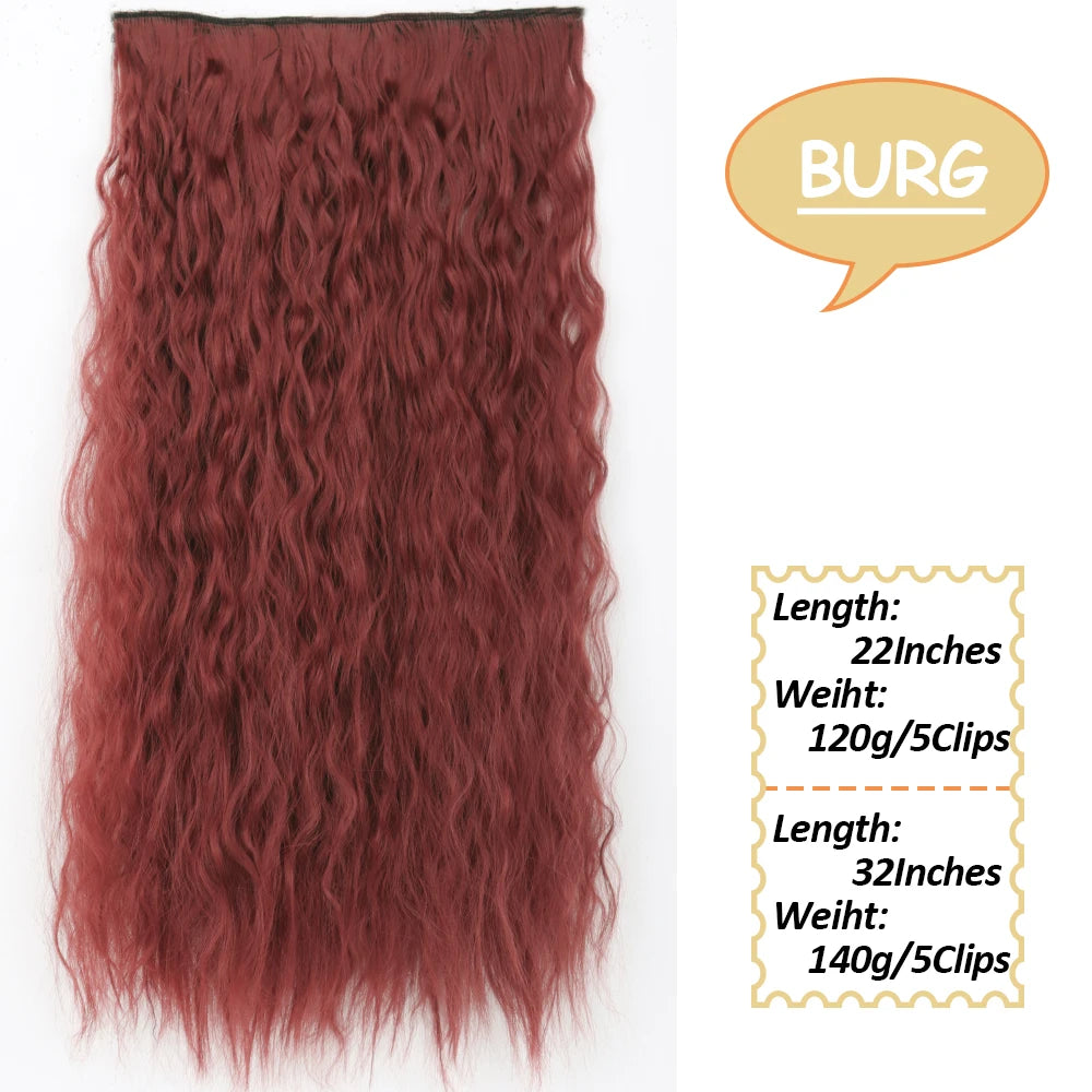 NICESY Synthetic Long Wavy 5 Clips Hair Extensions 22Inch/32Inch Clip On Hair Extensions High Tempreture Fake For Women