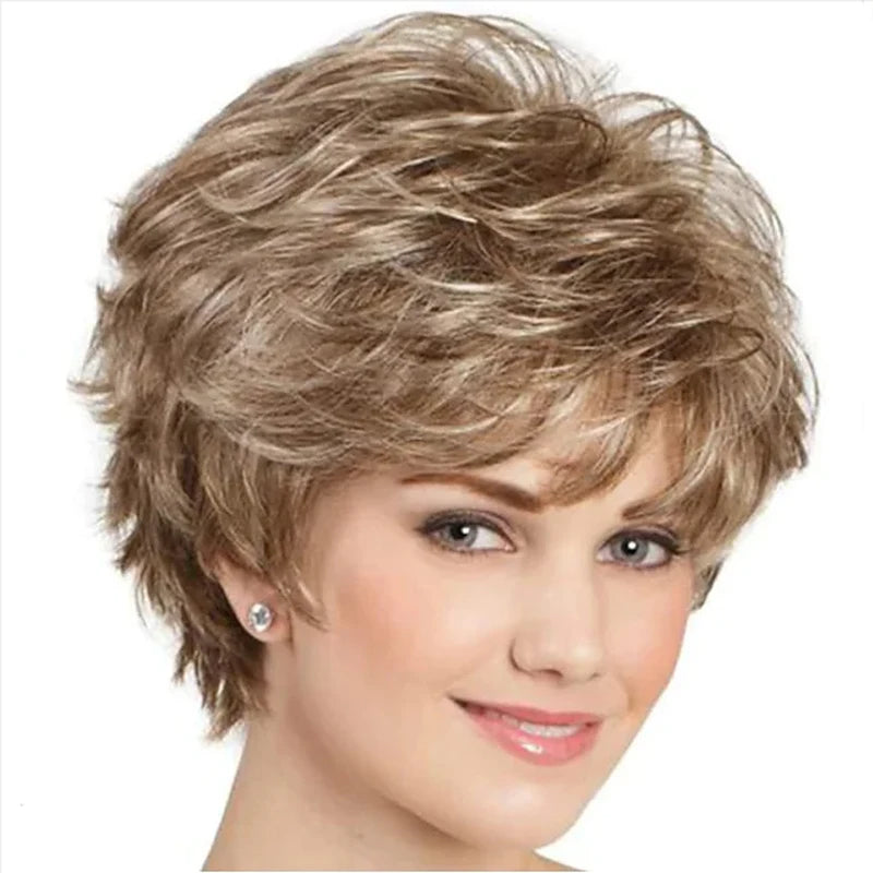 HAIRJOY Synthetic Hair Wigs Women Classic Short Wig Layers Curly Grey Wigs Hair Style for Women