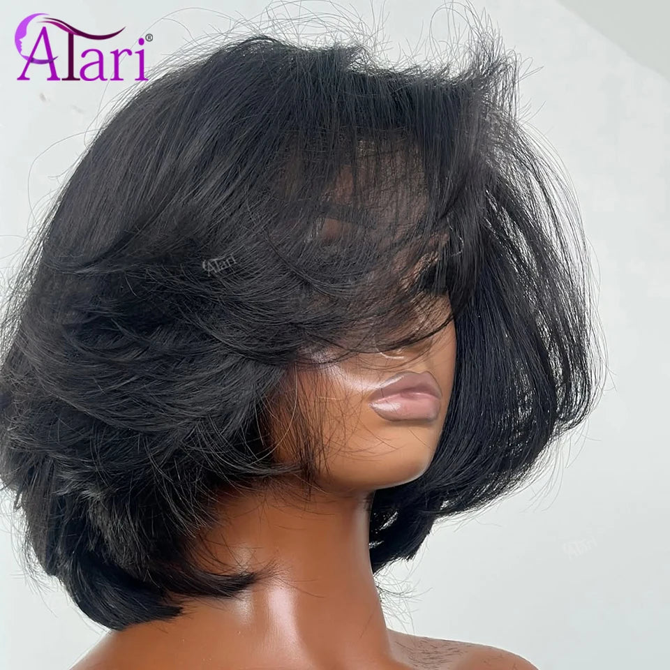 Ash Blonde with Brown Roots Short Bob Wig Transparent 13x4 Full Lace Frontal Human Hair Wigs Straight Bob Wig Pre Plucked for Women Hair Style