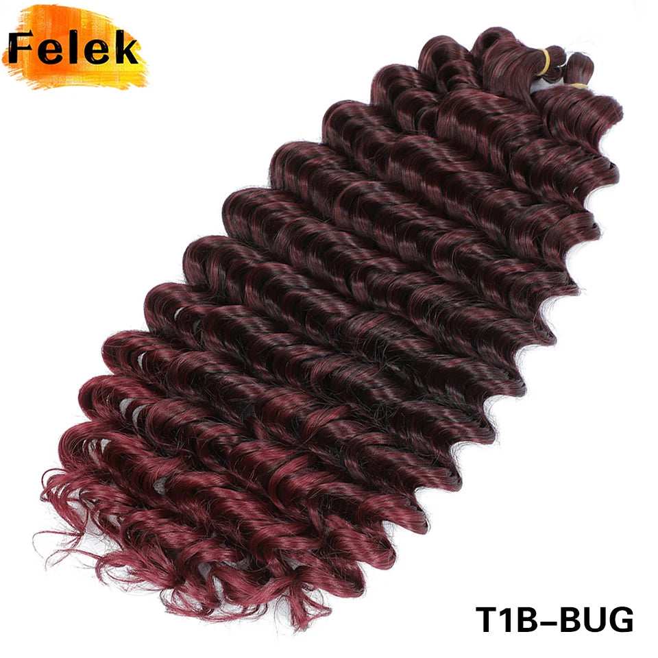 Wig Deep Wave Twist Braiding Hair Extensions and Accessories For Women High Quality Synthetic Crochet Braids Hair 24 Inch Wigs Ombre Bug Brown Afro Curls