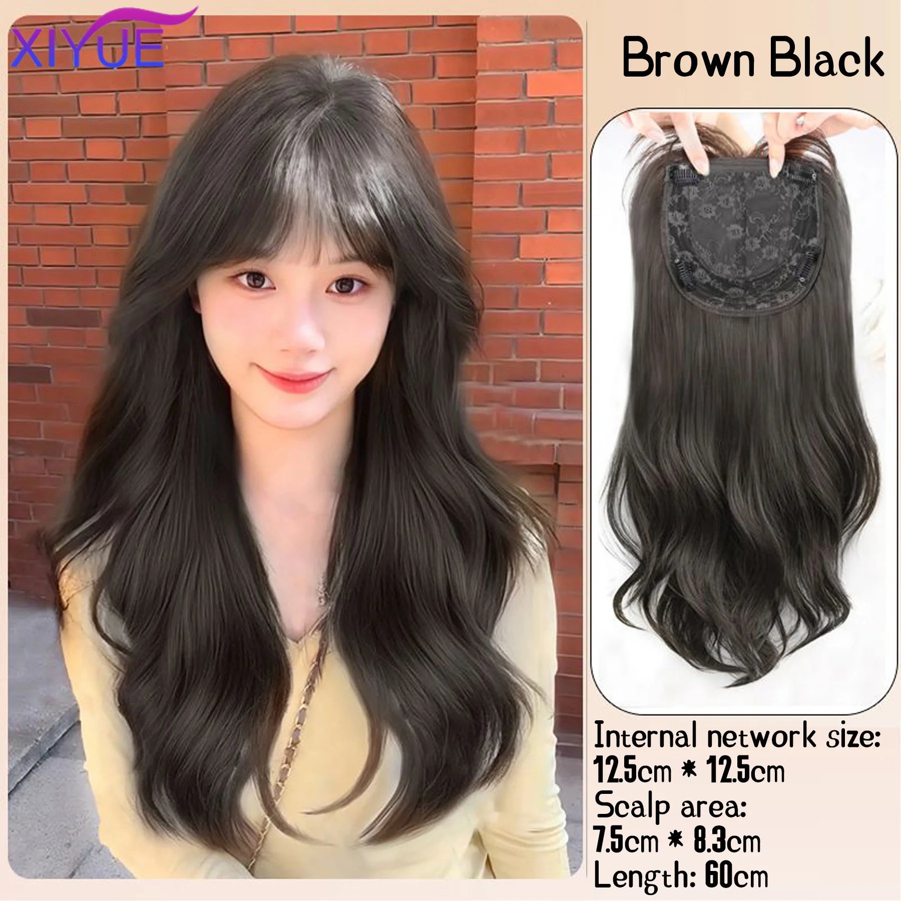 Synthetic Long Straight Layered Wigs Hair Clip in Hair Extensions and Accessories Natural Fluffy Head Top Fake Hair Piece with Bang Clip for Women Wig Daily Use