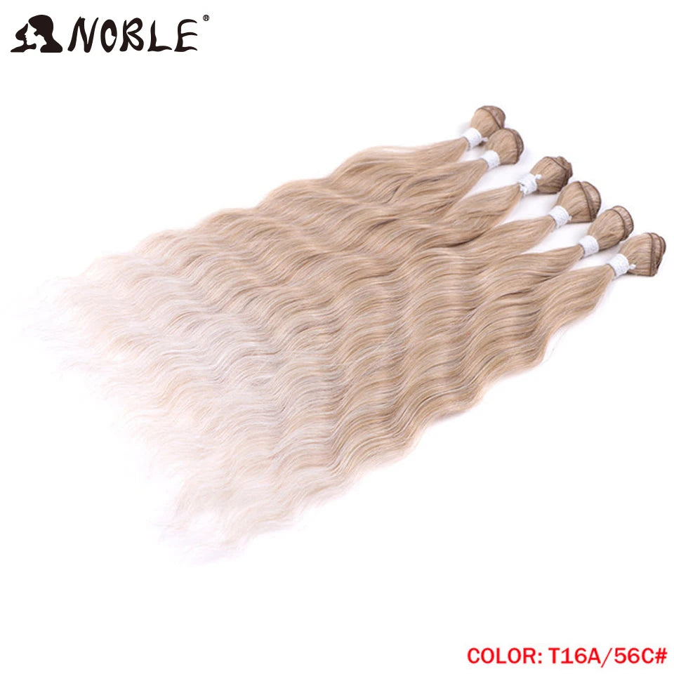 Noble Hair Wigs Water Wave Hair Bundles Synthetic Hair Extensions and Accessories Ombre Blonde Hair Weave Bundles 6Pcs/Pack 20 Inch Wig Hair Extensions