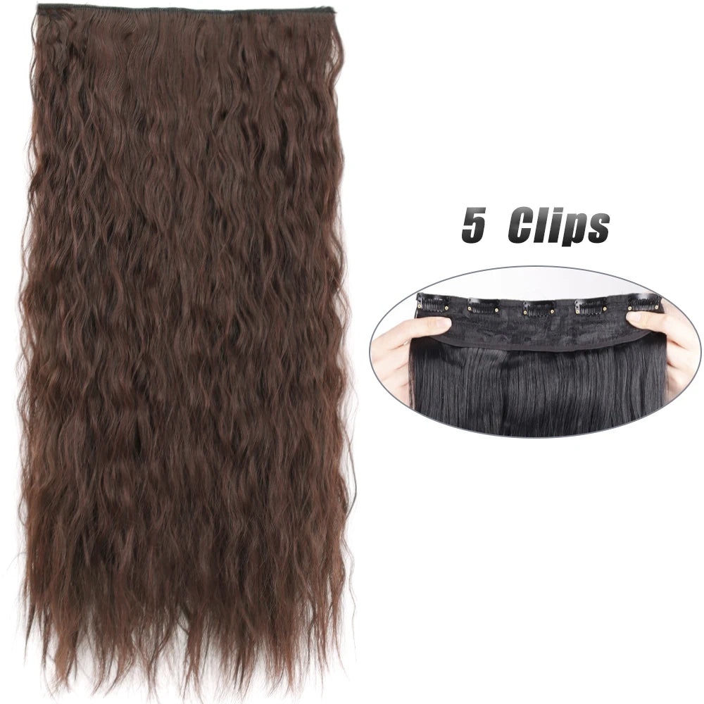Synthetic Wig 5 Clip In Hair Accessories and Extensions Long Straight Wigs Hair Style Hairpiece Black Brown Blonde 80CM Natural Fake Hair For Women