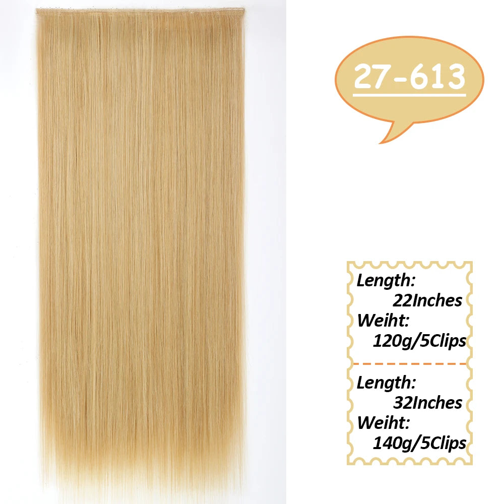 NICESY Synthetic Long Wavy 5 Clips Hair Extensions 22Inch/32Inch Clip On Hair Extensions High Tempreture Fake For Women