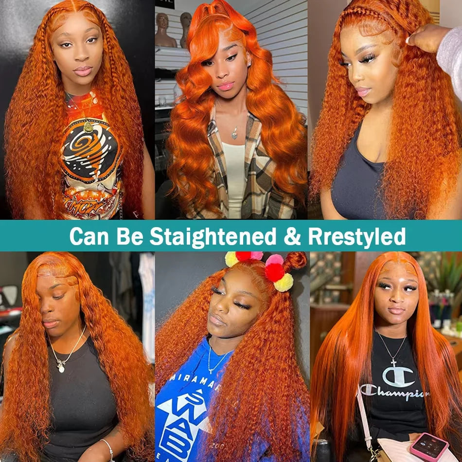 30 Inches Ginger Orange Deep Wave 13x6 HD Lace Frontal Wig Human Hair Curly Human Hair Wig 350 Colored 13x4 Lace Front Wigs